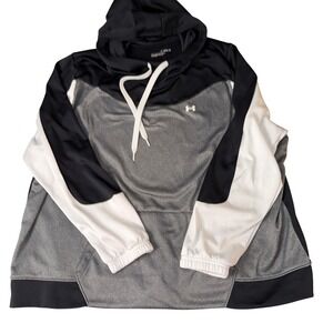 Under Armour Loose Fit Hoodie Sweatshirt Black Gray White Activewear Size 2X
